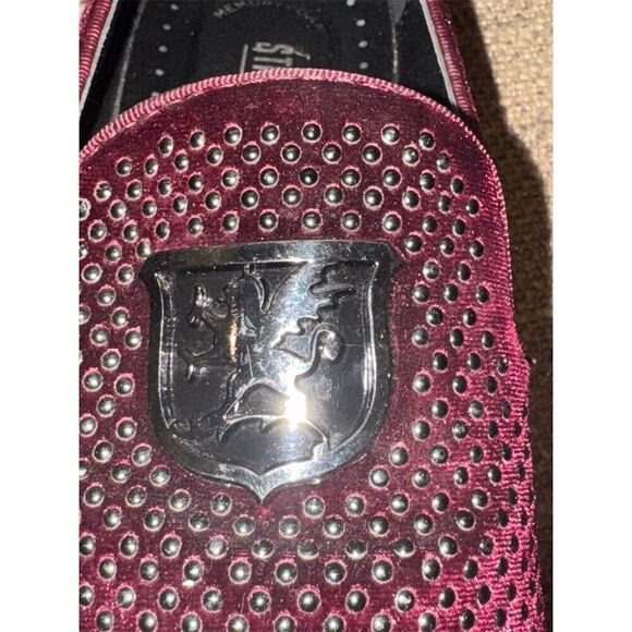 Stacy Adams SWAGGER 
Studded Slip On velvet loafer Burgundy Size 8.5 - Picture 3 of 16
